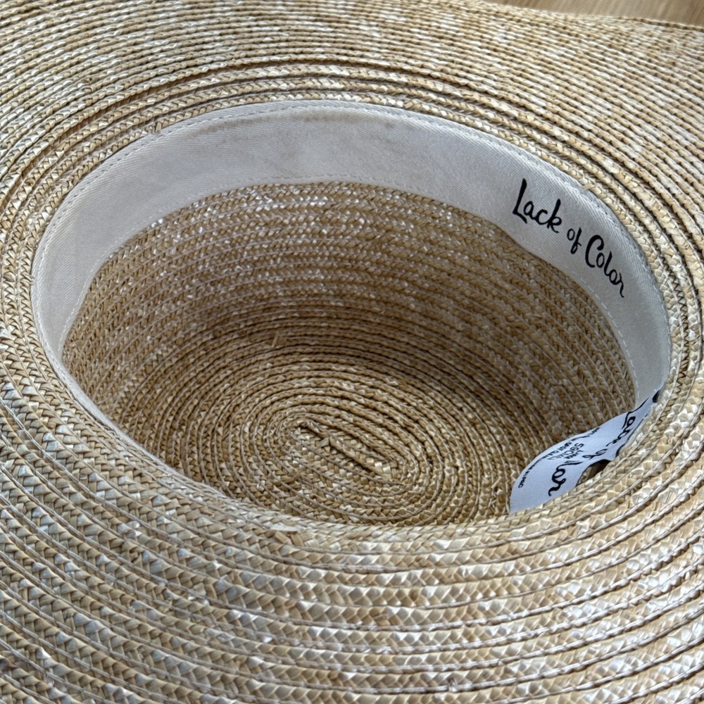 Lack of Color Spencer Straw Boater Hat Size Lg 59cm Wide Tan Beachy Oversized - Picture 7 of 9